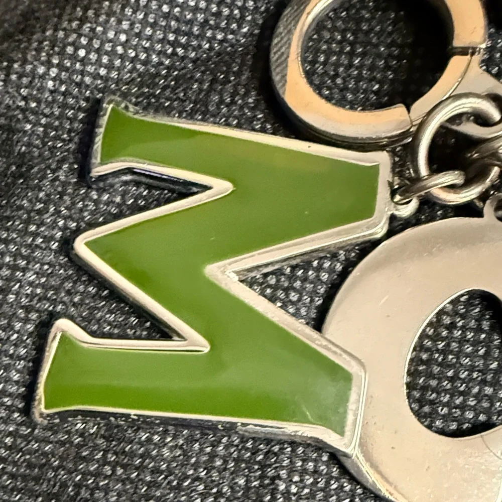 MCM Olive Green Tangerine and Silver Bag Charm Key Holder